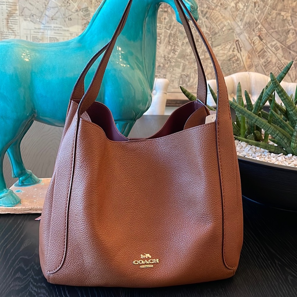 COACH Polished Pebble Leather Hadley Hobo Saddle Cognac 73549 NWT $395